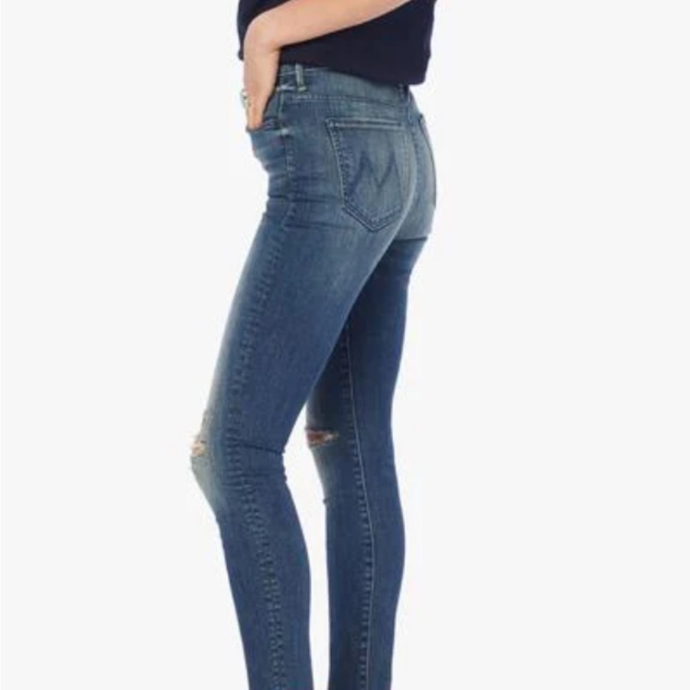 MOTHER Women's Skinny Jeans - Medium Blue Distressed